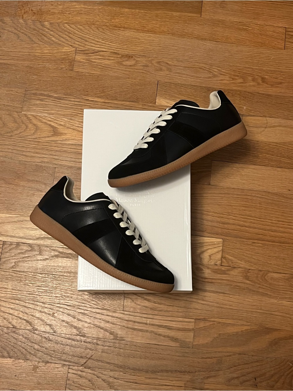 Maison Martin Margiela Black Leather Sneakers with Gum Sole